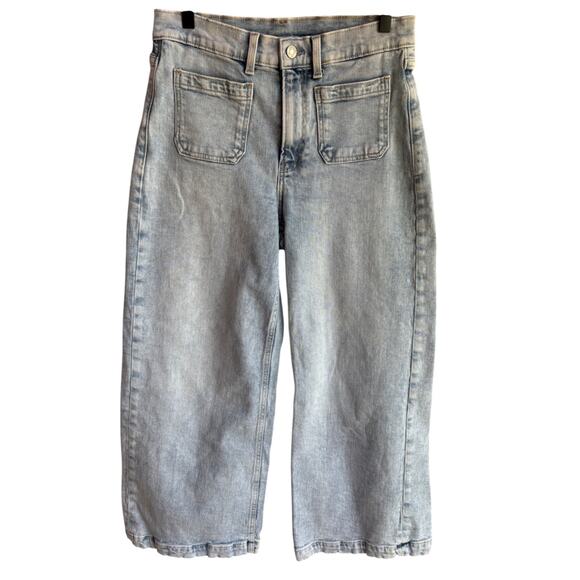 Gap Wide Leg High Rise Light Wash Stride Ankle Jeans w Patch Pockets size 29 / 8 - Picture 1 of 7